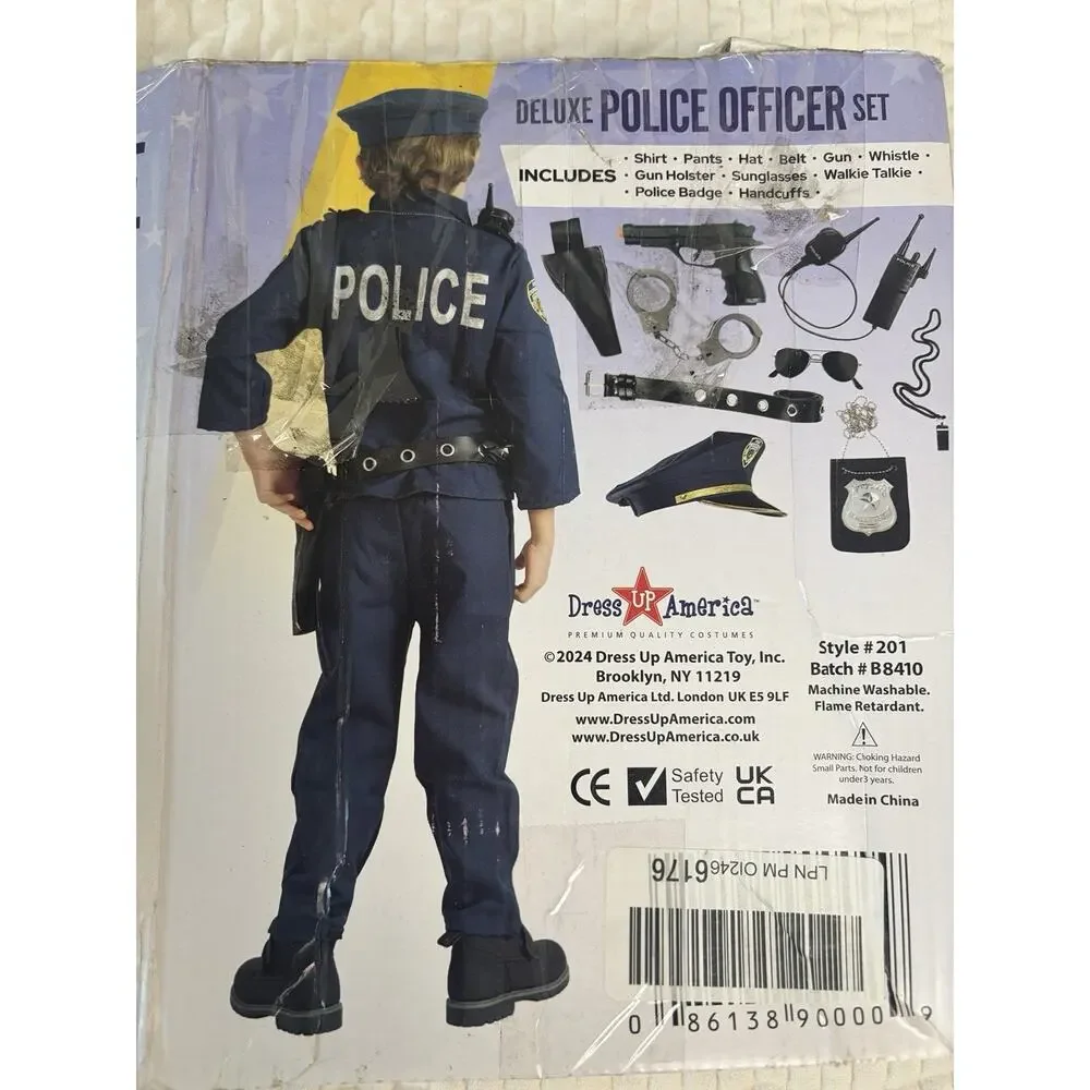 Dress Up America Police Officer Costume Kids 4T Shirt Pants Hat Belt Gun Holster
